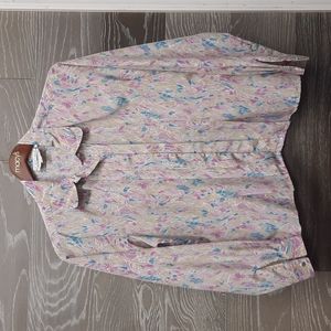 Liquid silk peters & ashley long sleeve size 12 pink blue blouse